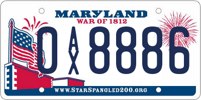 MD license plate 0AX8886