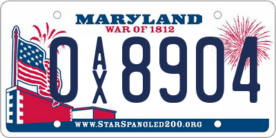 MD license plate 0AX8904