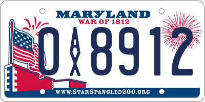 MD license plate 0AX8912