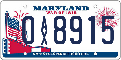 MD license plate 0AX8915