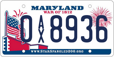 MD license plate 0AX8936