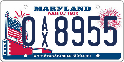 MD license plate 0AX8955