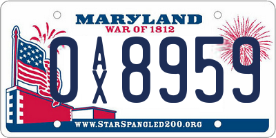 MD license plate 0AX8959
