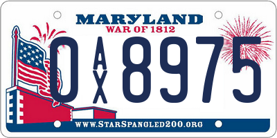 MD license plate 0AX8975