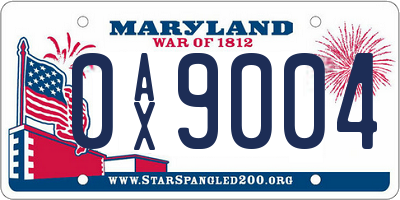 MD license plate 0AX9004