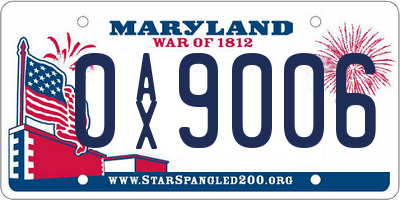MD license plate 0AX9006