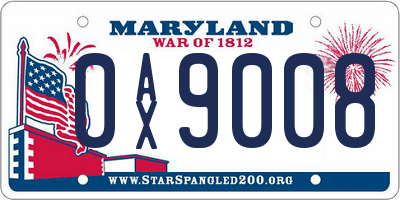 MD license plate 0AX9008