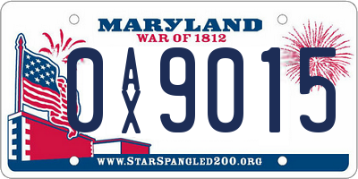 MD license plate 0AX9015