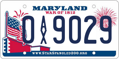 MD license plate 0AX9029