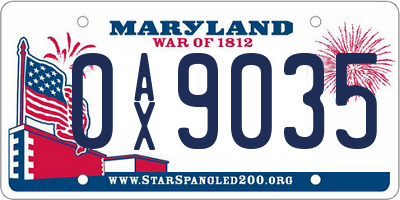 MD license plate 0AX9035