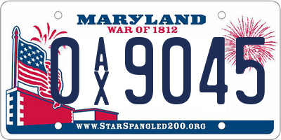 MD license plate 0AX9045