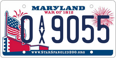 MD license plate 0AX9055
