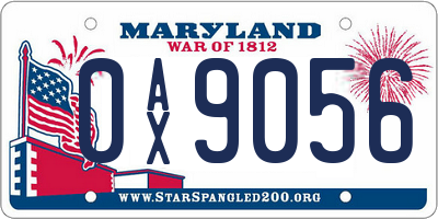 MD license plate 0AX9056