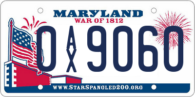 MD license plate 0AX9060