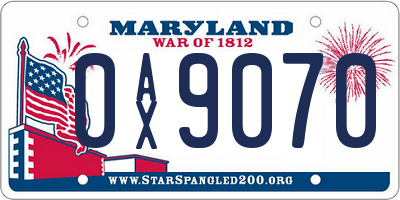 MD license plate 0AX9070