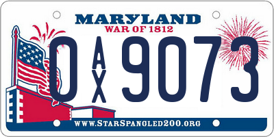MD license plate 0AX9073