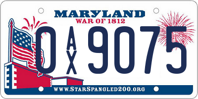 MD license plate 0AX9075