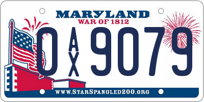 MD license plate 0AX9079
