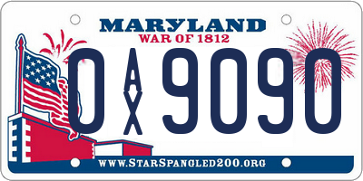 MD license plate 0AX9090