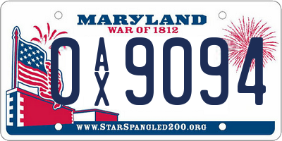 MD license plate 0AX9094