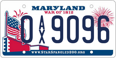 MD license plate 0AX9096