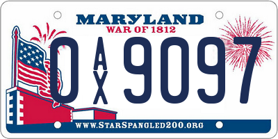 MD license plate 0AX9097