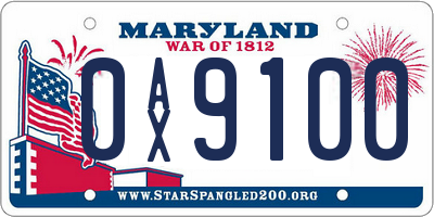 MD license plate 0AX9100