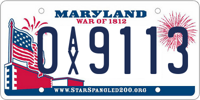 MD license plate 0AX9113