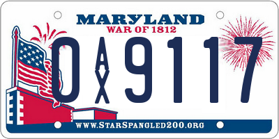 MD license plate 0AX9117