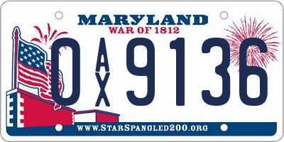 MD license plate 0AX9136