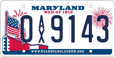 MD license plate 0AX9143