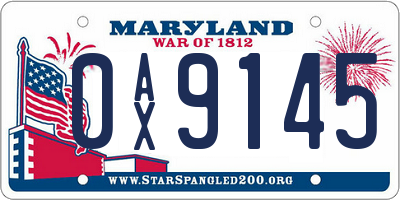 MD license plate 0AX9145