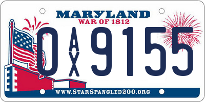 MD license plate 0AX9155