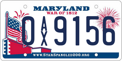 MD license plate 0AX9156