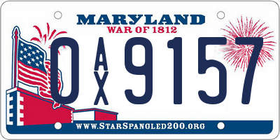 MD license plate 0AX9157