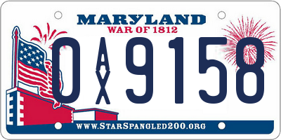 MD license plate 0AX9158