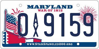 MD license plate 0AX9159
