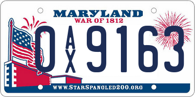 MD license plate 0AX9163