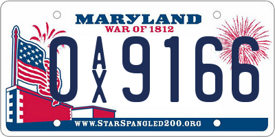 MD license plate 0AX9166