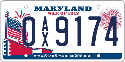 MD license plate 0AX9174