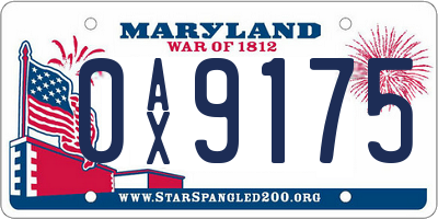 MD license plate 0AX9175