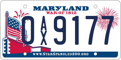 MD license plate 0AX9177