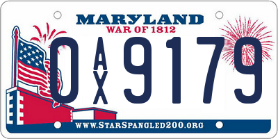 MD license plate 0AX9179