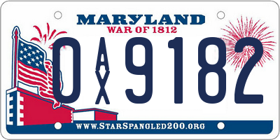 MD license plate 0AX9182