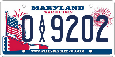 MD license plate 0AX9202