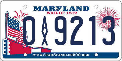 MD license plate 0AX9213