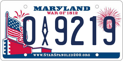 MD license plate 0AX9219