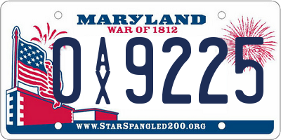 MD license plate 0AX9225