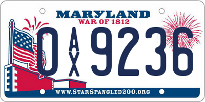 MD license plate 0AX9236