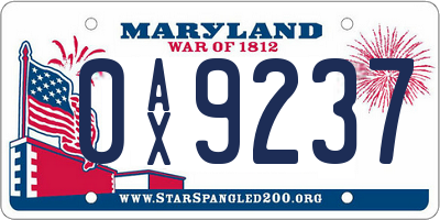 MD license plate 0AX9237